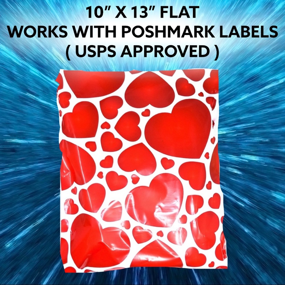 50 10X13 Red Heart Poly Mailers PRICE IS FIRM CLEARANCE - Picture 4 of 7